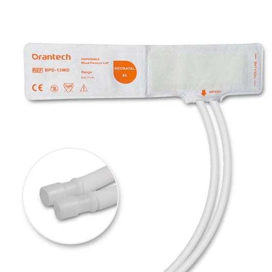 GE Healthcare NIBP Cuff SFT-N3-2B, Neonate #3 (6-11cm), Double Tube, Non-woven fiber, GE Neo Snap (34), Disposable (Box of 10)