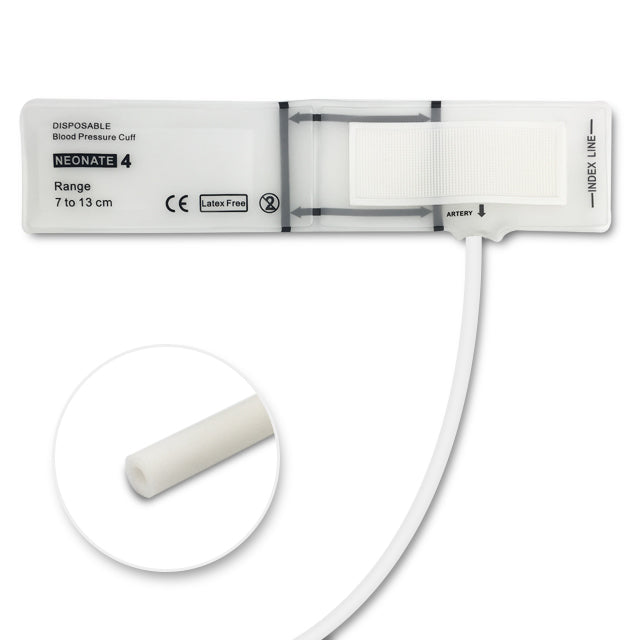 NIBP Cuff, Neonate #4 (7-13cm), Single Tube, without Connector, Disposable (Box of 10)