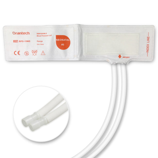 GE Healthcare NIBP Cuff SFT-N5-2B, Neonate #5 (8-15cm), Double Tube, Non-woven fiber, GE Neo Snap (34), Disposable (Box of 10)