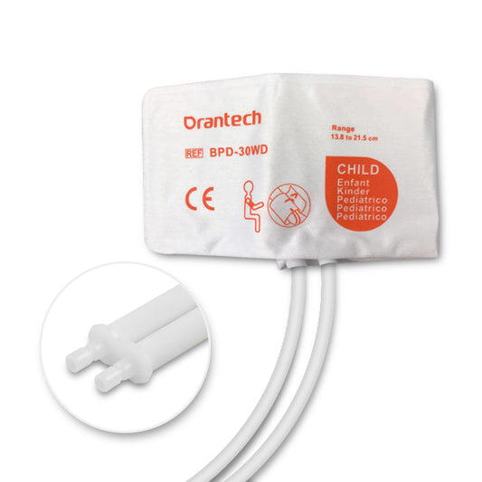 GE Healthcare NIBP Cuff SFT-P2-2A, Pediatric (13.8-21.5cm), Double Tube, Non-woven fiber, GE Dinalick (38), Disposable (Box of 10)