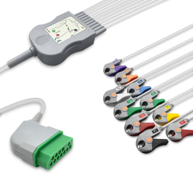 Nihon Kohden One-Piece ECG Cable BJ-900PA, 10 lead, Grabber, 2.5m+1.5m, AHA, Reusable