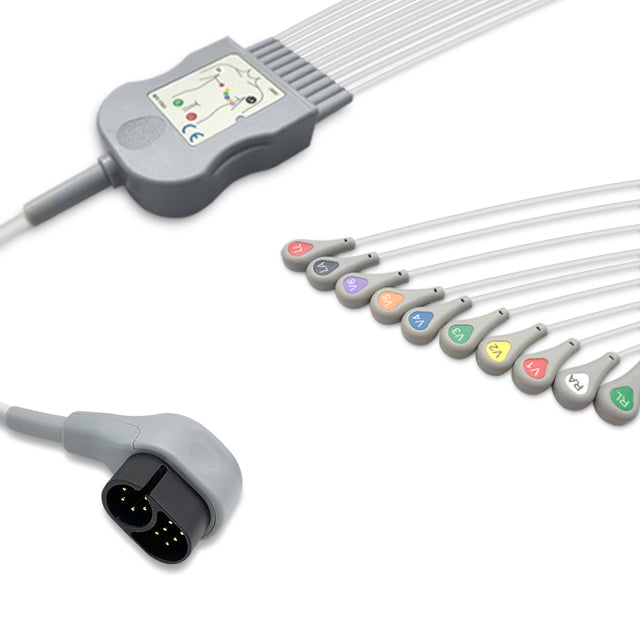 Zoll One-Piece ECG Cable 8000-000896-01, 10 lead, Snap, 2.5m+mixed 0.9m/1.3m, With Resistance, AHA, Reusable