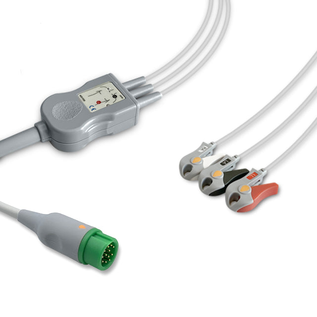 Mindray One-Piece ECG Cable EA6231A, 3 lead, Grabber, 2.5m+1.5m, AHA, Reusable