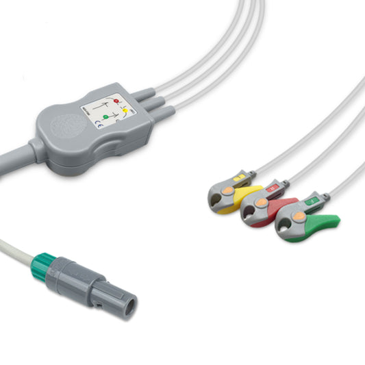 Creative One-Piece ECG Cable, 3 lead, Grabber, 2.5m+1.5m, IEC, Reusable