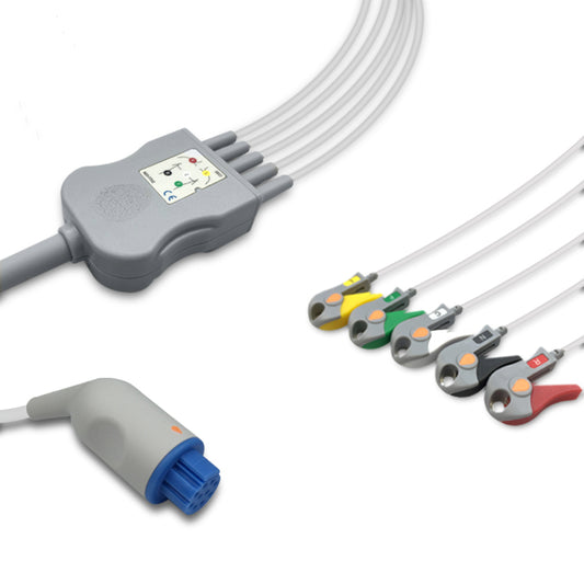 Artema S&W One-Piece ECG Cable, 5 lead, Grabber, 2.5m+1.5m, With Resistance, IEC, Reusable