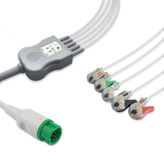 Mindray One-Piece ECG Cable EA6251A, 5 lead, Grabber, 2.5m+1.5m, AHA, Reusable