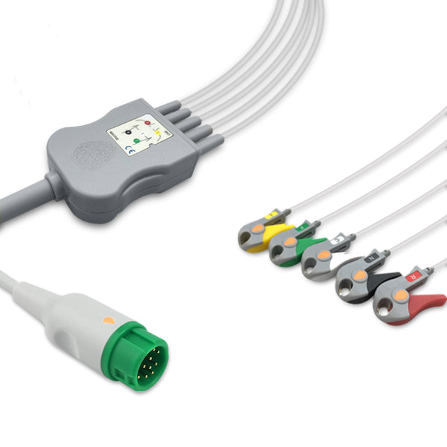 Mindray One-Piece ECG Cable EA6252A, 5 lead, Grabber, 2.5m+1.5m, IEC, Reusable