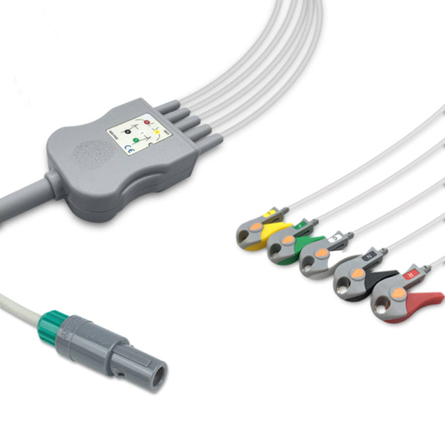 Creative One-Piece ECG Cable, 5 lead, Grabber, 2.5m+1.5m, IEC, Reusable