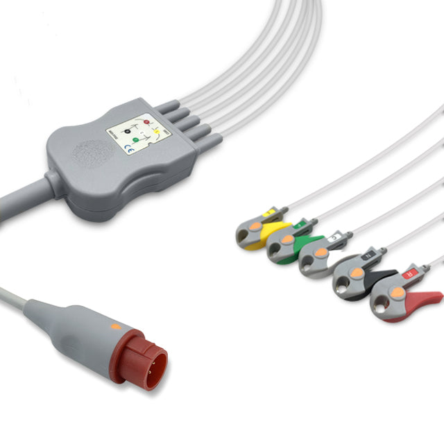 Bionet One-Piece ECG Cable, 5 lead, Grabber, 2.5m+1.5m, With Resistance, IEC, Reusable