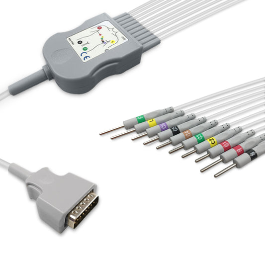 Nihon Kohden One-Piece ECG Cable BJ-691D, 10 lead, 3mm needle, 2.2m+mixed 0.9m/1.3m, IEC, Reusable