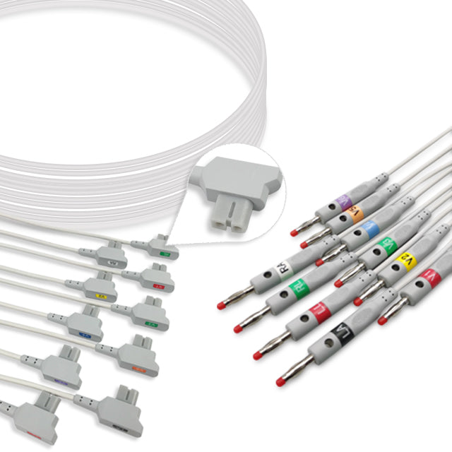 GE Healthcare ECG Leadwire, 10 lead, Multi-Link, 4mm banana, AHA, Reusable