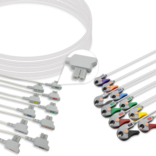 GE Healthcare ECG Leadwire, 10 lead, Multi-Link, Grabber, 0.9m , AHA, Reusable