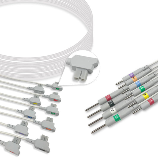 GE Healthcare ECG Leadwire, 10 lead, Multi-Link, 3mm needle, AHA, Reusable