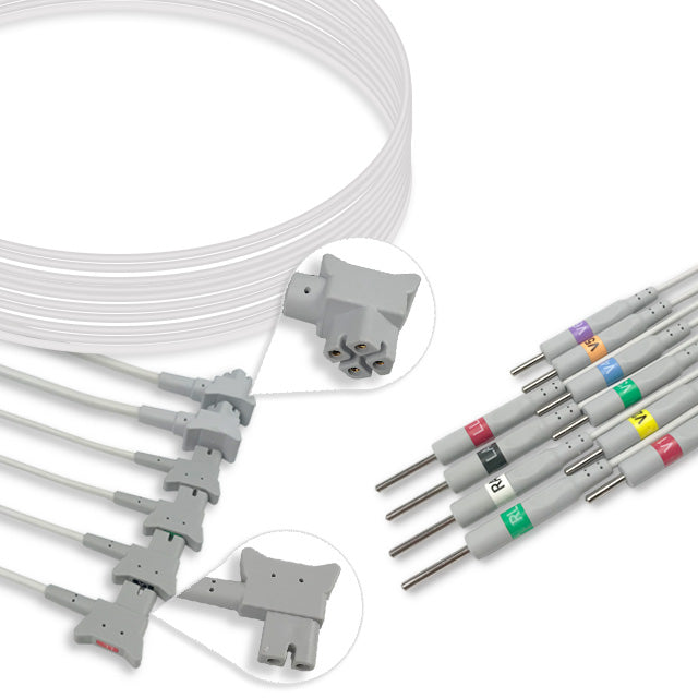 Philips ECG Leadwire, 10 lead, 3mm needle, 0.9m , AHA, Reusable