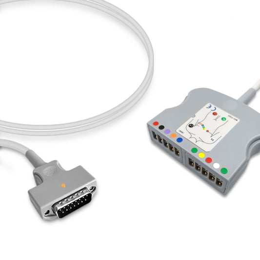 GE Healthcare ECG Trunk Cable 22341809, 10 lead, 2.5m, Multi-Link, With Resistance, AHA, Reusable