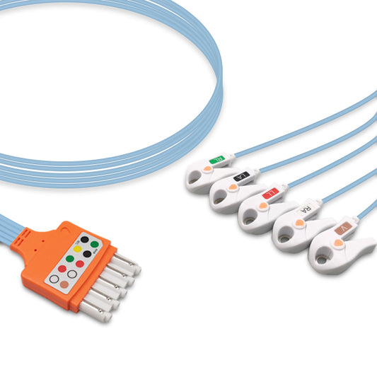 Philips ECG Leadwire, 5 lead, IntelliVue, Grabber, 0.9m , AHA, Reusable