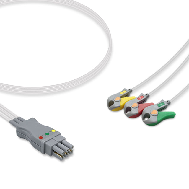 Datex Ohmeda ECG Leadwire 545315-HEL, 3 lead, Datex 300 series, Grabber, 0.9m , IEC, Reusable