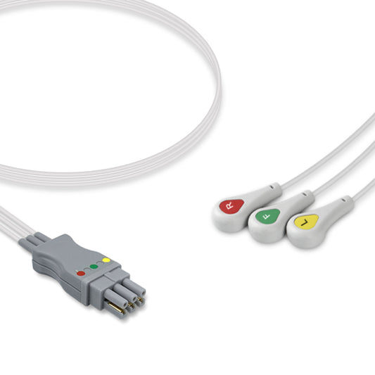 Datex Ohmeda ECG Leadwire, 3 lead, Datex 300 series, Snap, 0.9m , IEC, Reusable