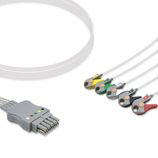 Datex Ohmeda ECG Leadwire 545316, 5 lead, Datex 300 series, Grabber, 0.9m , IEC, Reusable