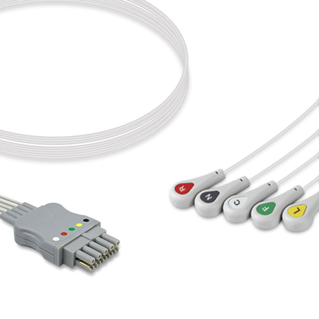 Datex Ohmeda ECG Leadwire, 5 lead, Datex 300 series, Snap, 0.9m , IEC, Reusable