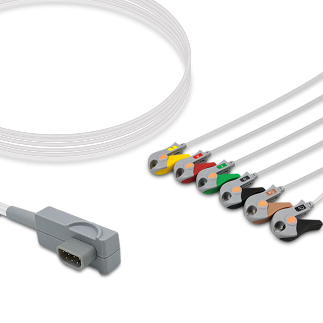 Physio-Control ECG Leadwire, 6 lead, Medtronic, Grabber, 0.9m , IEC, Chest lead, Reusable