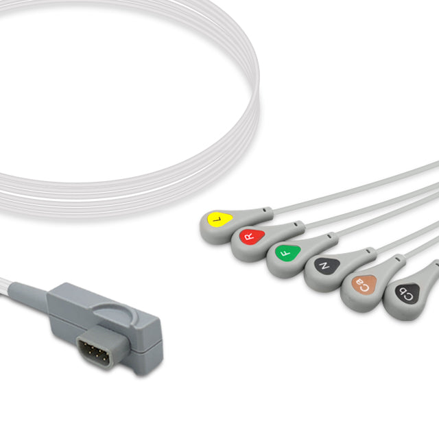 Physio-Control ECG Leadwire 11111-000023, 6 lead, Medtronic, Snap, 0.9m , IEC, Chest lead, Reusable