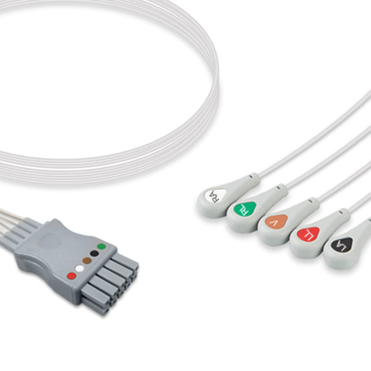 Mindray ECG Leadwire EL6801B, 5 lead, Mindray, Snap, 0.9m , AHA, Reusable