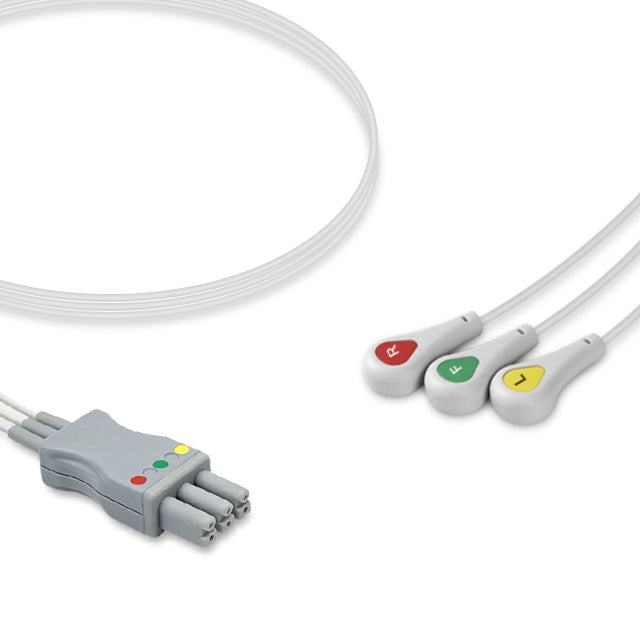 Siemens ECG Leadwire, 3 lead, Siemens Dual-Pin, Snap, 0.9m , IEC, Reusable