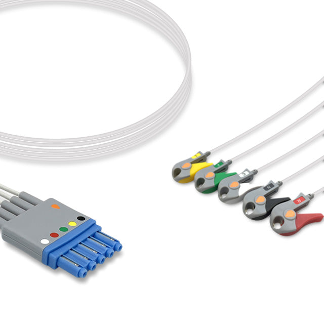 Siemens ECG Leadwire, 5 lead, Siemens CT, Grabber, 0.9m , IEC, Reusable