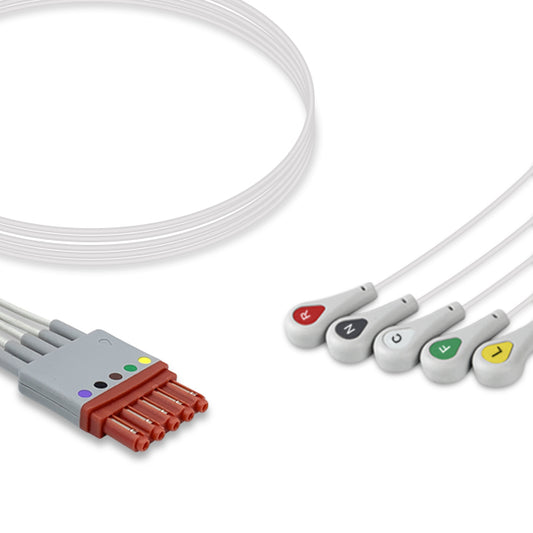 Siemens ECG Leadwire, 5 lead, Siemens CT, Snap, 0.9m , IEC, Chest lead, Reusable