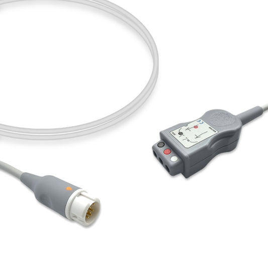 Philips ECG Trunk Cable, 3 lead, 2.5m, Din Safety, With Resistance, AHA, Reusable