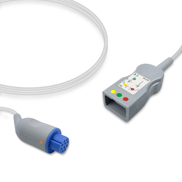 Datex ECG Trunk Cable 545300-HEL, 3 lead, 2.5m, Datex 300 series, With Resistance, IEC, Reusable