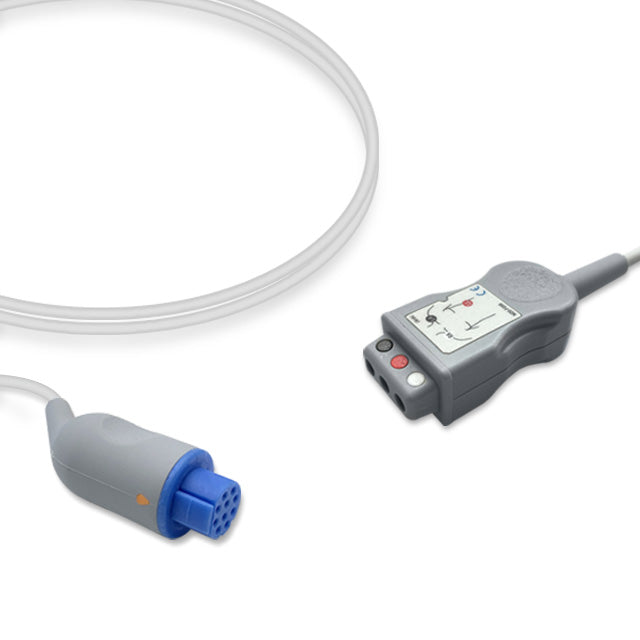 Datex ECG Trunk Cable, 3 lead, 2.5m, Din Safety, With Resistance, AHA, Reusable