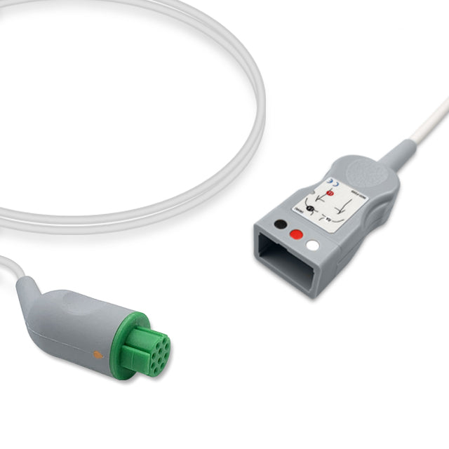 Datex ECG Trunk Cable, 3 lead, 2.5m, Datex 300 series, AHA, Reusable