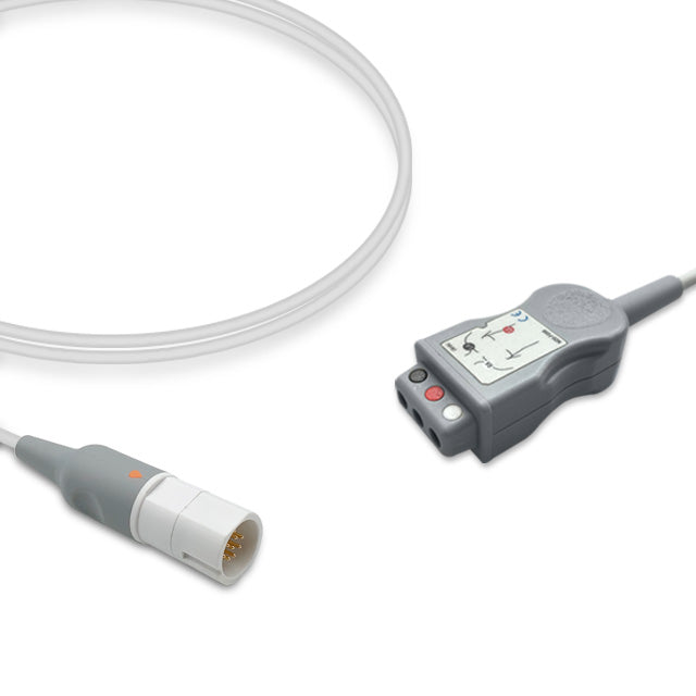 Draeger ECG Trunk Cable, 3 lead, 2.5m, Din Safety, AHA, Reusable