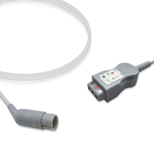 M&B ECG Trunk Cable, 3 lead, 2.5m, Din Safety, AHA, Reusable