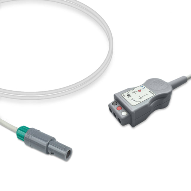 Biosys ECG Trunk Cable, 3 lead, 2.5m, Din Safety, AHA, Reusable