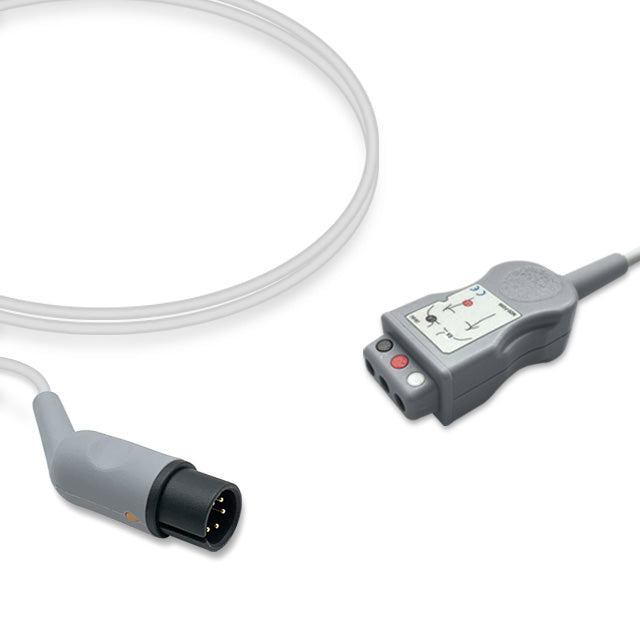 Comen ECG Trunk Cable, 3 lead, 2.5m, Din Safety, AHA, Reusable