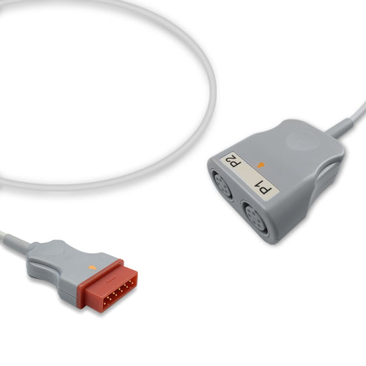 Marquette IBP Converter Cable, 2 channels, 0.3m, use with AAMI 6 Pin IBP cable, Reusable