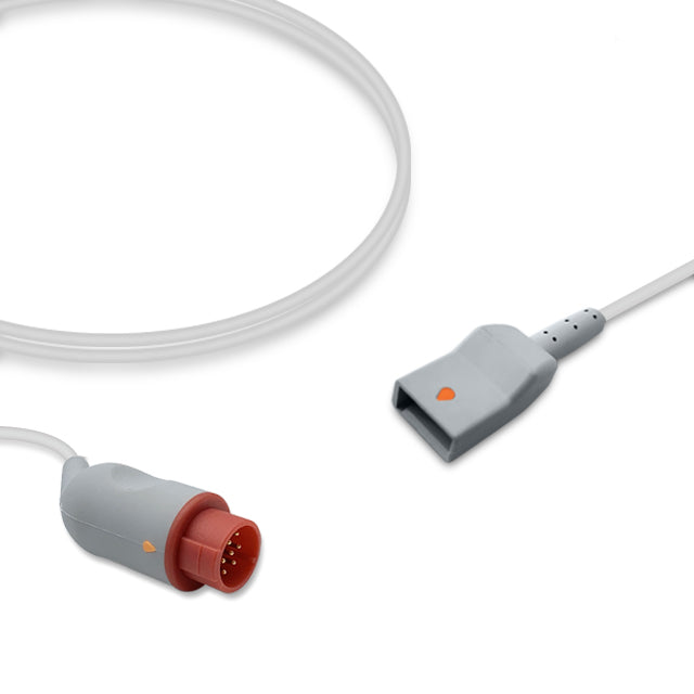 Emtel IBP Adapter Cable, 4.0m, use with Utah disposable transducer, Reusable